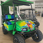 Custom golf cart Jimmy Buffet paint job