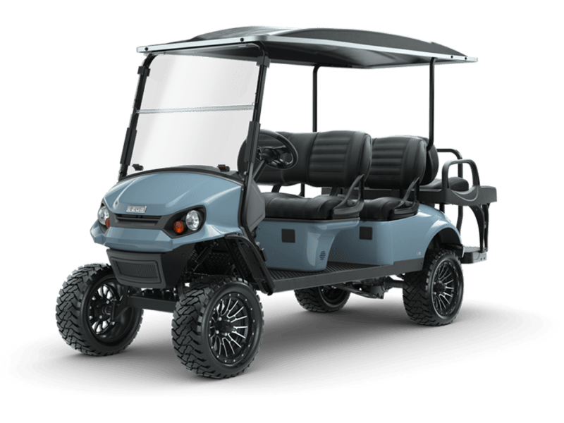 ocean blue E-Z-GO golf cart