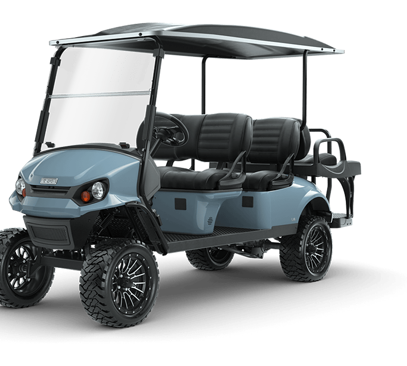 ocean blue E-Z-GO golf cart