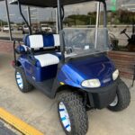 blue E-Z-GO golf cart