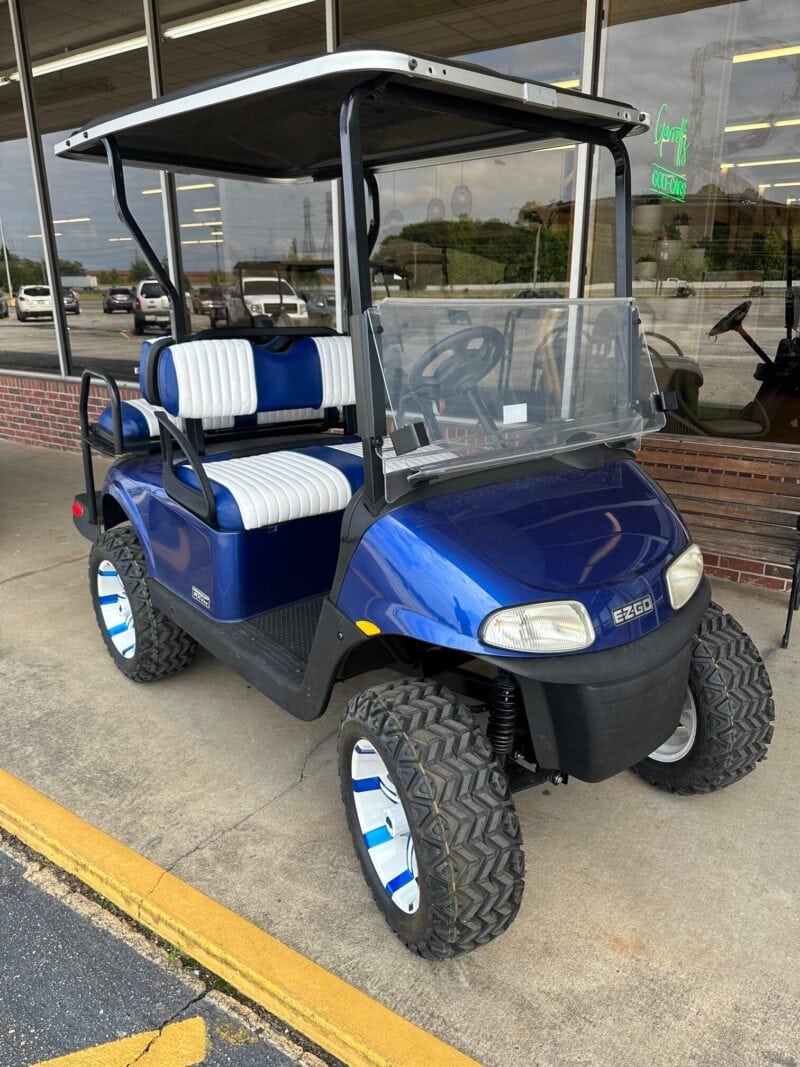 blue E-Z-GO golf cart