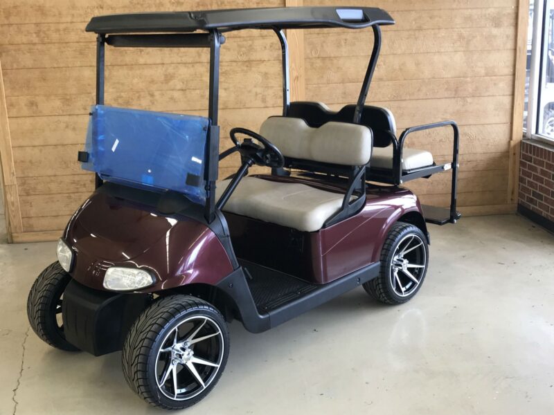 burgundy golf cart