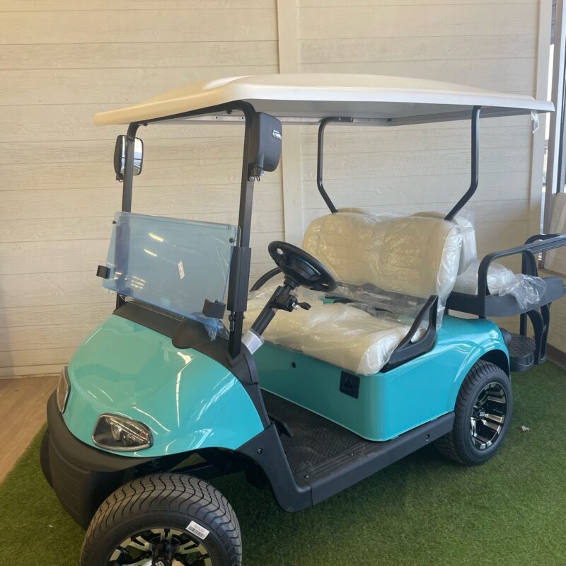 teal golf cart