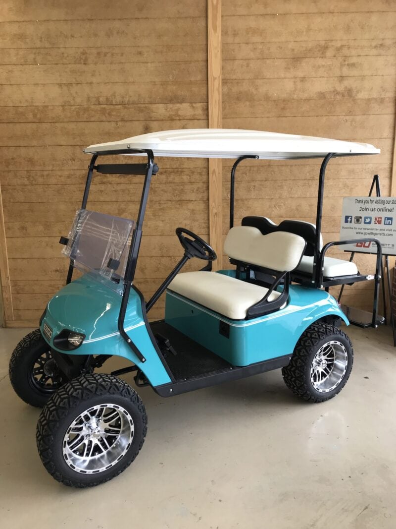 teal E-Z-GO golf cart