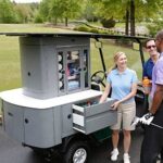 Refresher cart on golf course.