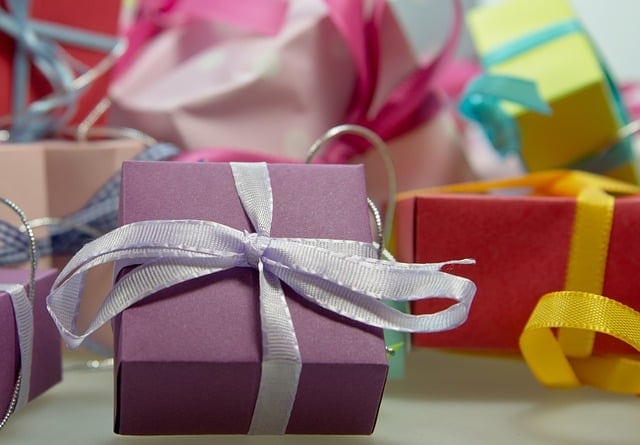 Gifts wrapped with ribbon.