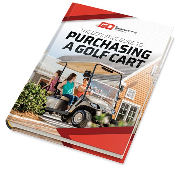 book cover for the definitive guide to purchasing a golf cart