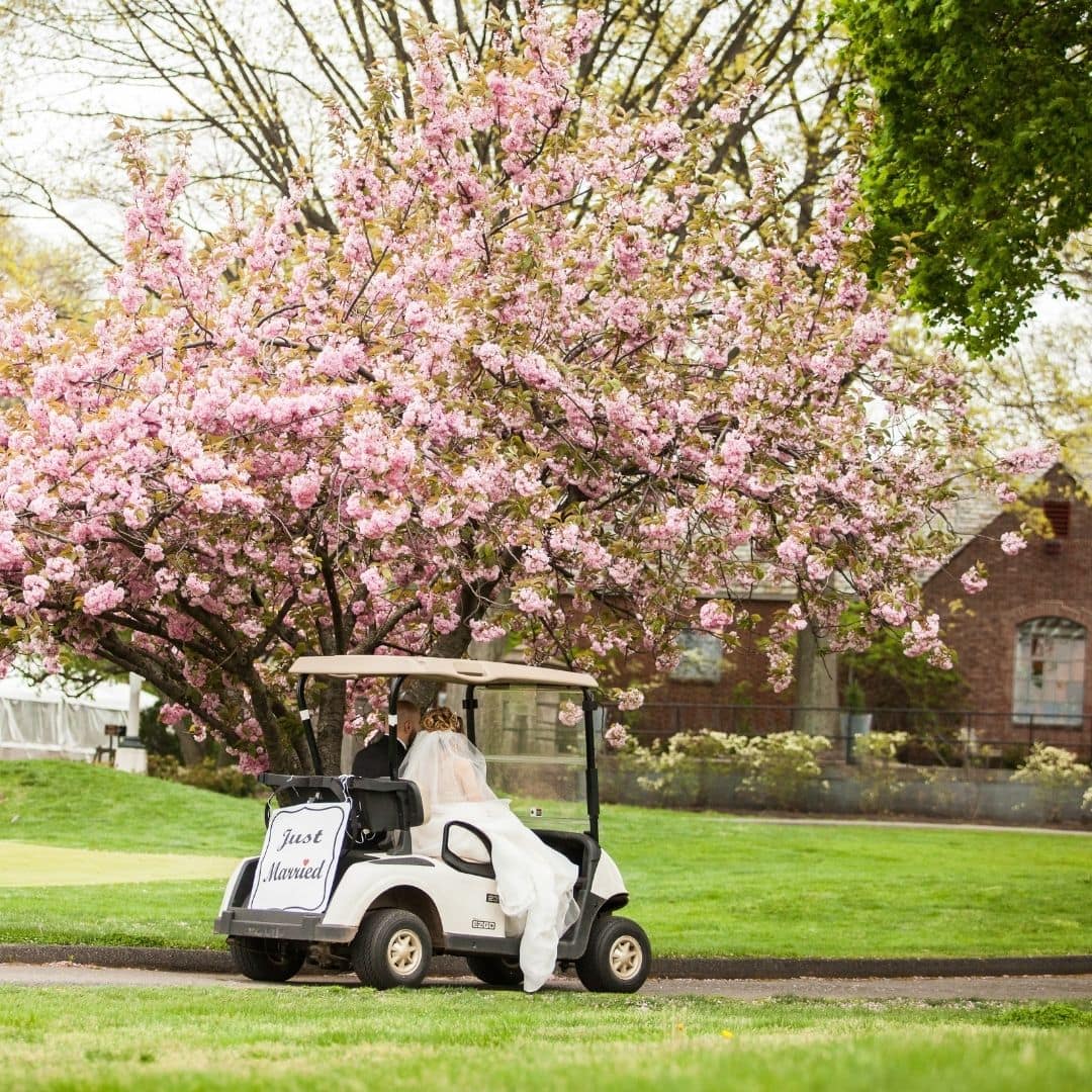 golf cart wedding transportation