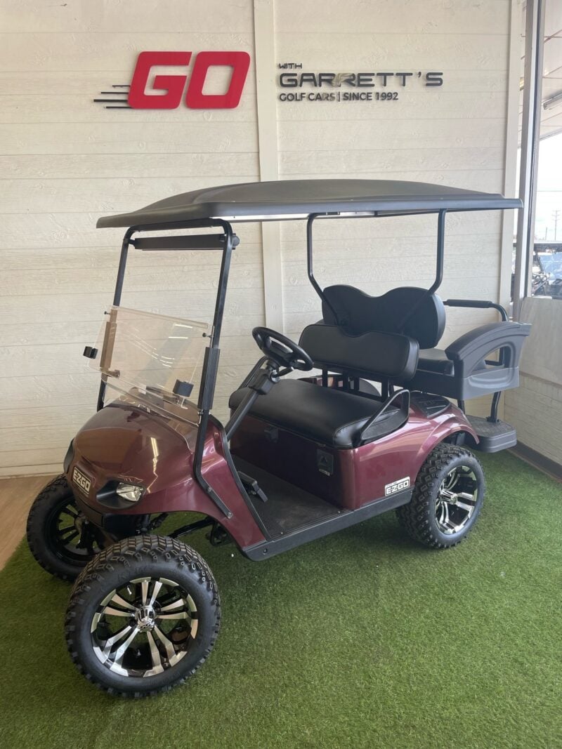 maroon golf cart