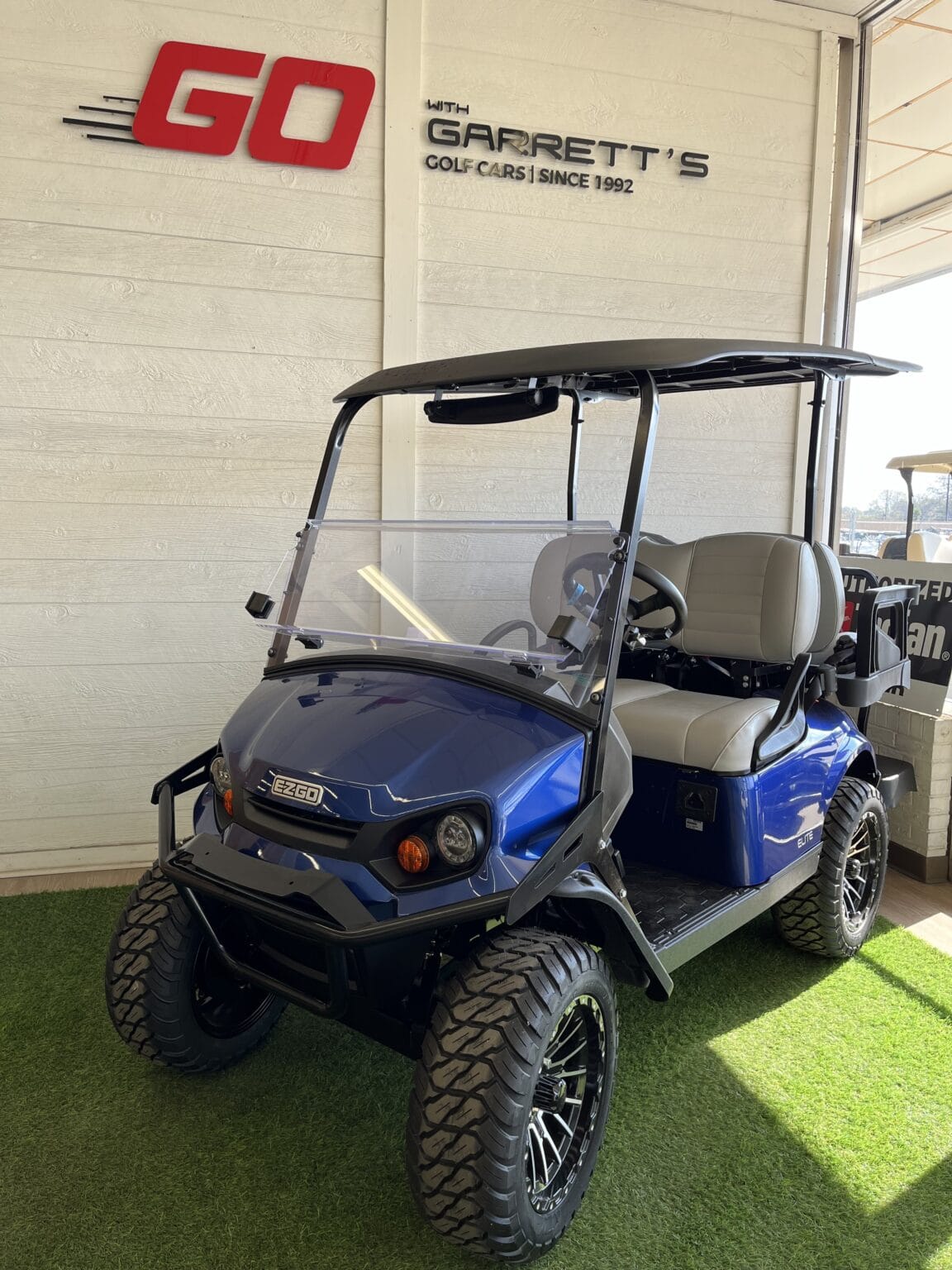 2024 EZGO Express S4 Lithium 4Seater Electric Blue Go With Garrett's Golf Cars