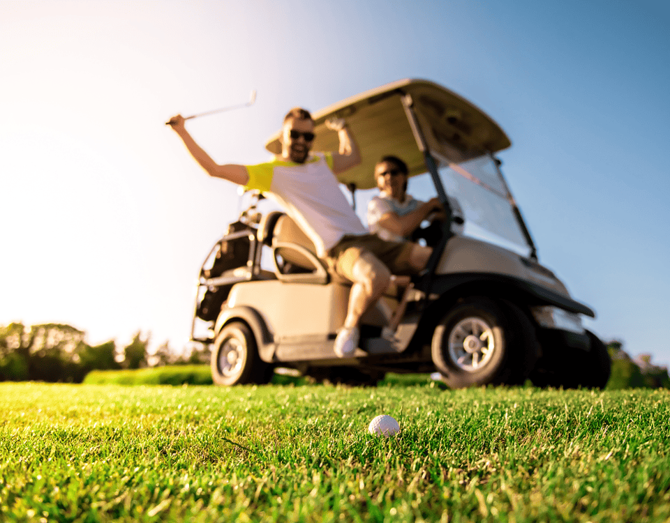 A reckless golf cart passenger